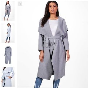 BooHoo Women's Belted Waterfall Coat